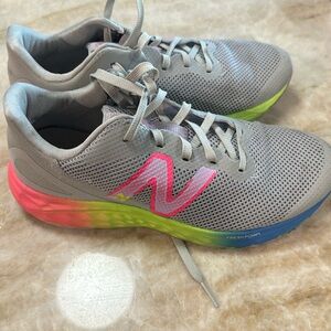 New Balance Kids Sneakers - Gray with Pink and Green Accents